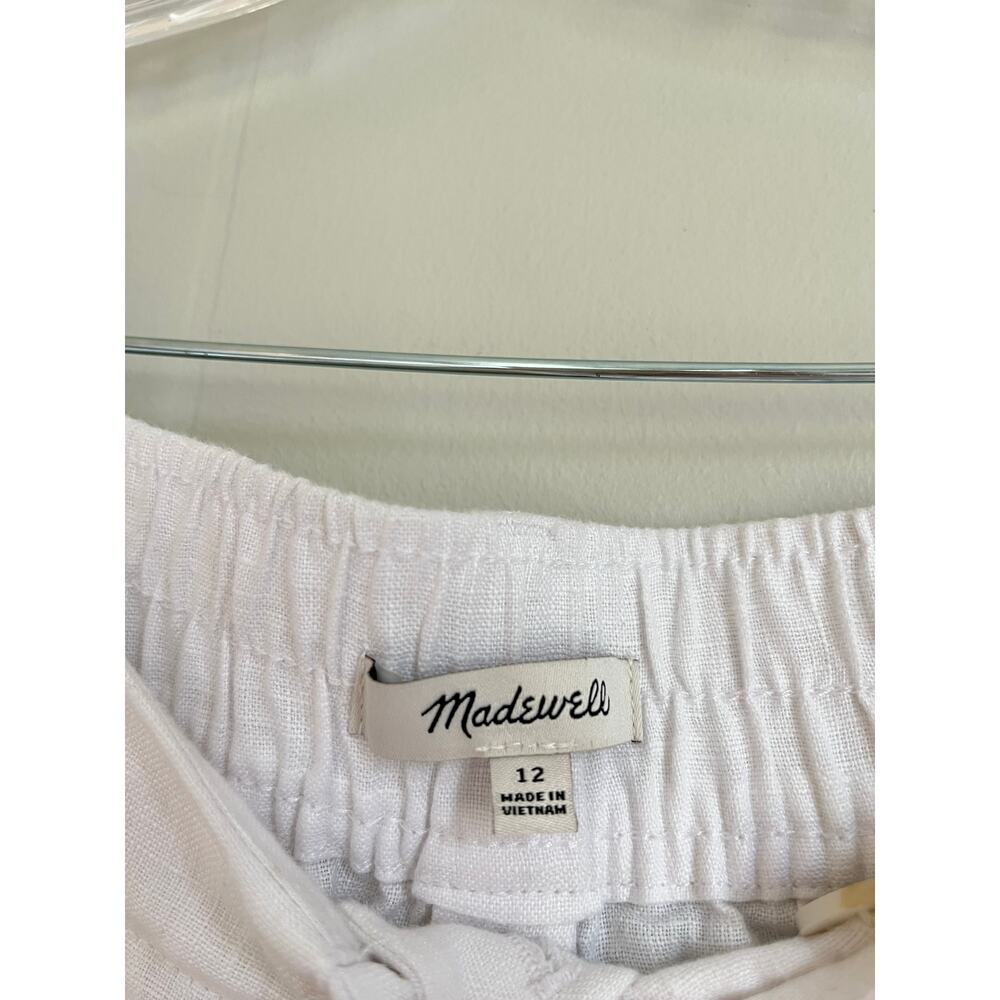 Madewell 100% Linen White Neale Shorts 12 Preppy Lagenlook Coastal Grandmother - Picture 7 of 16